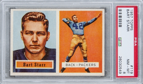 1957 Topps #119 Bart Starr Rookie Card - PSA NM-MT 8